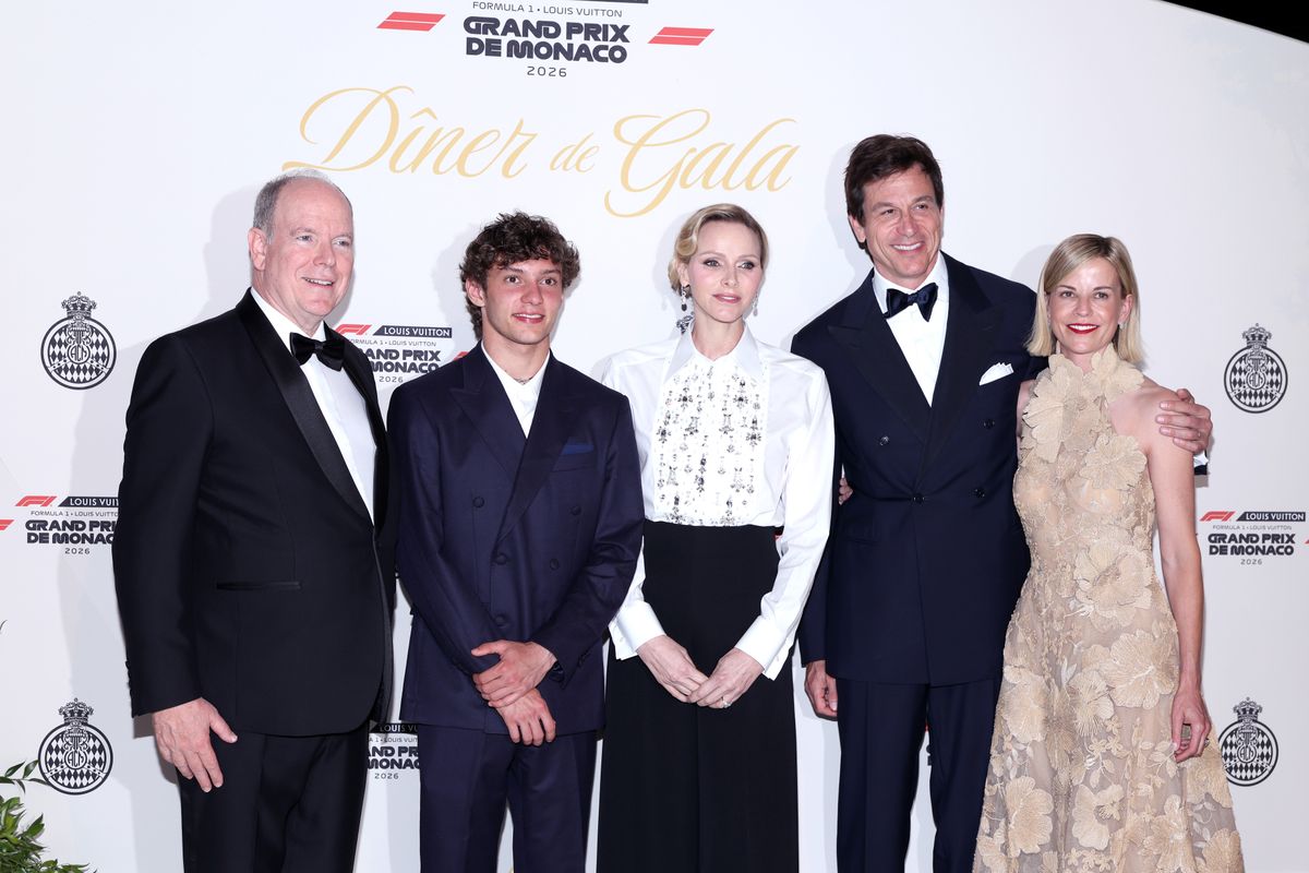 Prince Albert II of Monaco, Race winner Andrea Kimi Antonelli of Italy and Mercedes AMG Petronas F1 Team, Princess Charlene of Monaco, Toto Wolff and Susie Wolff MBE  attends the Gala Of the F1 Grand Prix of Monaco