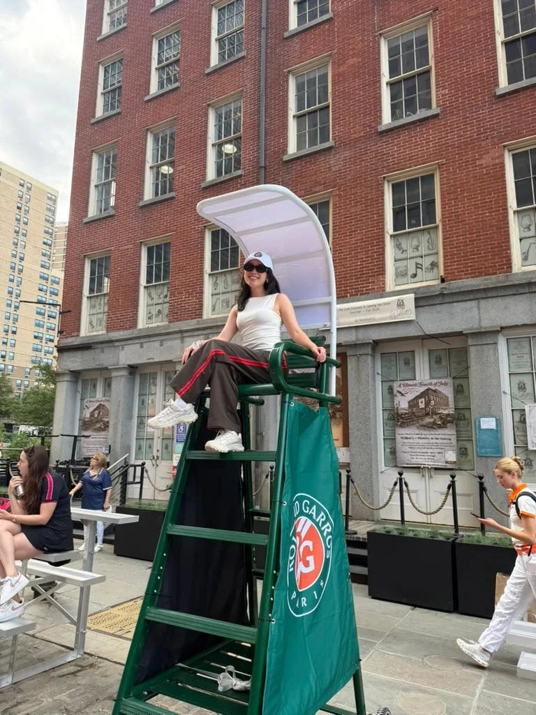 Amanda in the umpire's chair