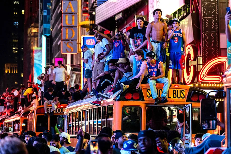 Times Square after the Knicks' NBA championship winCredit: Adam Gray/Getty