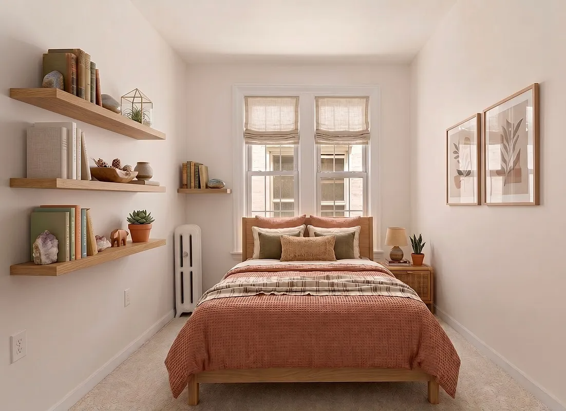 virtually staged bedroom with carpet