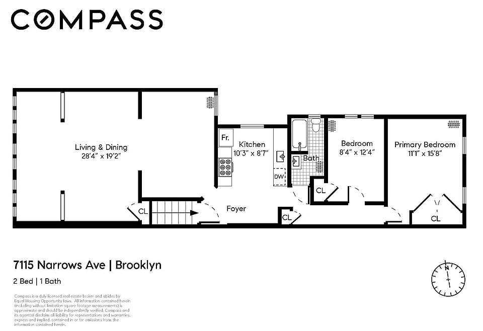 floorplan showing two bedrooms and a large living room