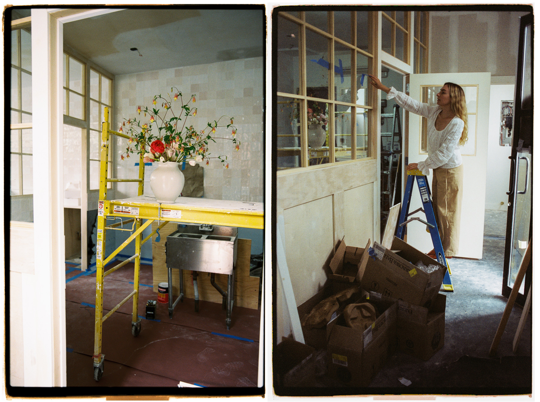 collage showing interior in progress