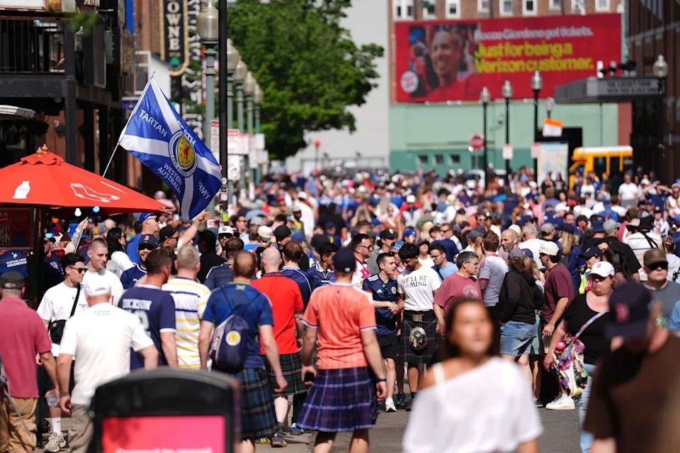 Scotland fans took to the streets in Boston ahead of the team’s match against Morocco (PA Wire)