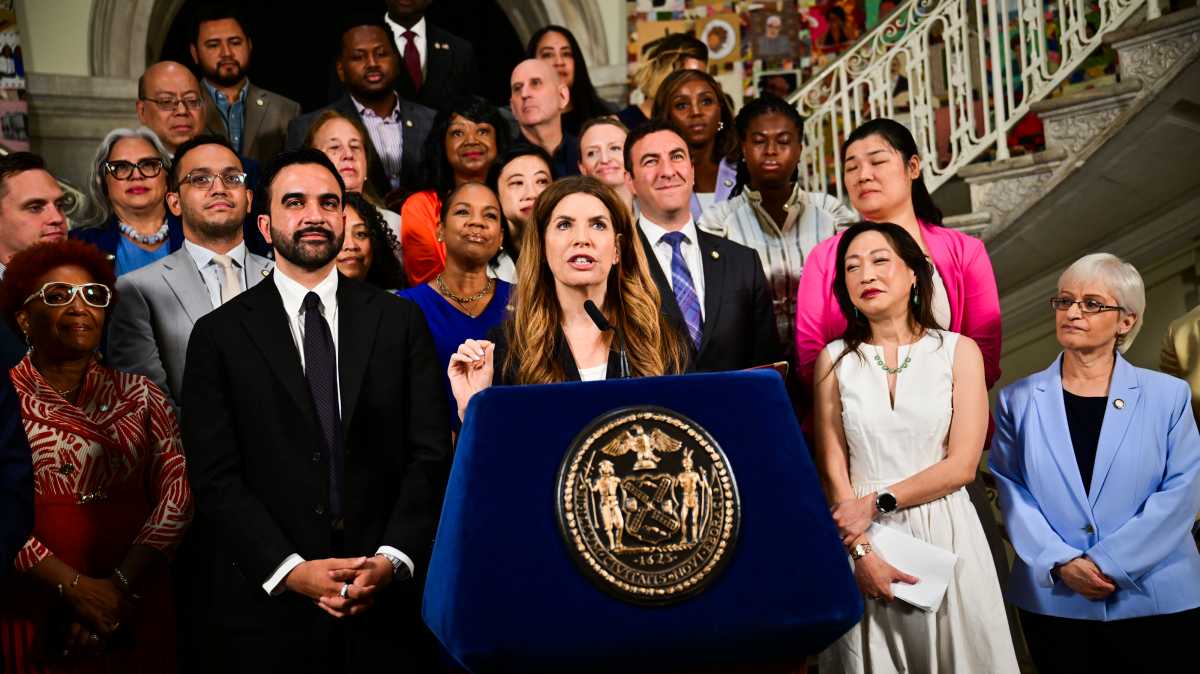 City Council Speaker Julie Menin speaks about the NYC budget