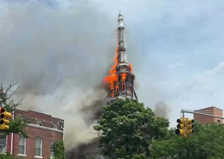 steeple burning