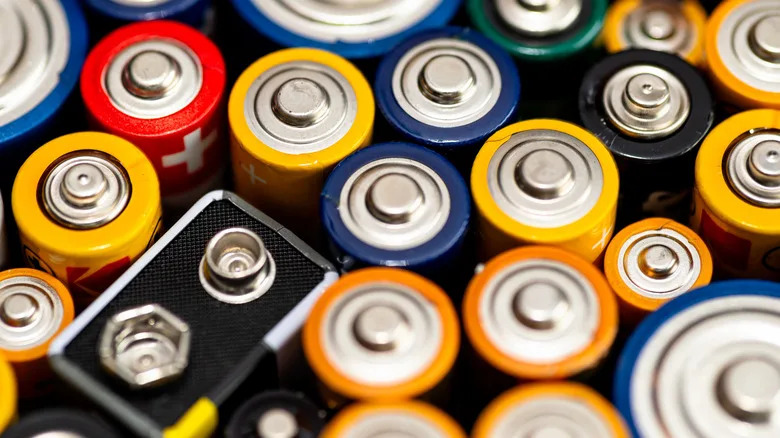 Stock image of a bunch of batteries.