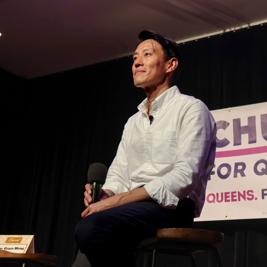 Chuck Park attends a campaign town hall event.