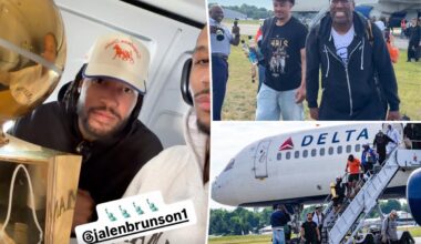 Air traffic controllers fanboy over Knicks’ Finals win as champions enjoy scenic flight home: ‘Plane’s rocking’