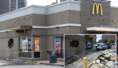 Car plows through NYC McDonald's just feet from drive-thru window