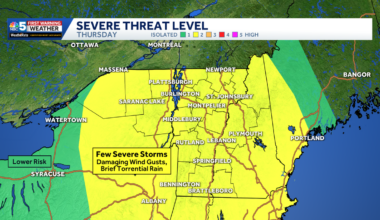 Strong wind gusts, afternoon severe storms possible Thursday in Vermont, New York