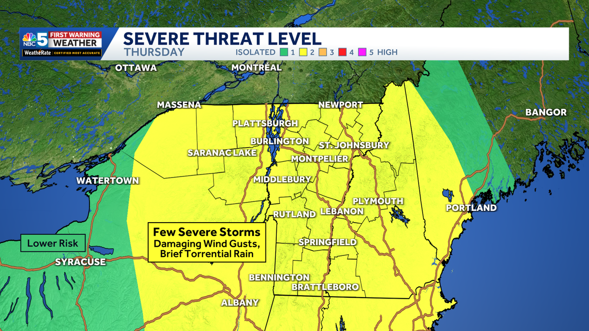 Strong wind gusts, afternoon severe storms possible Thursday in Vermont, New York