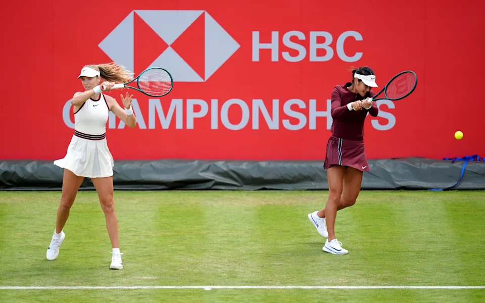 Katie Boulter (left) and Emma Raducanu both featured in the first WTA event at Queen's in 52 years
