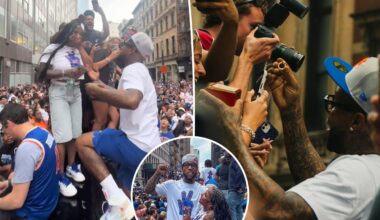 NYC couple gets engaged atop NYPD car during Knicks parade