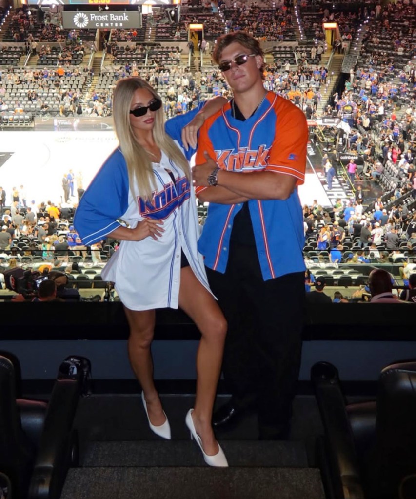 Marissa Ayers and Jaxson Dart at the 2026 NBA Finals.  