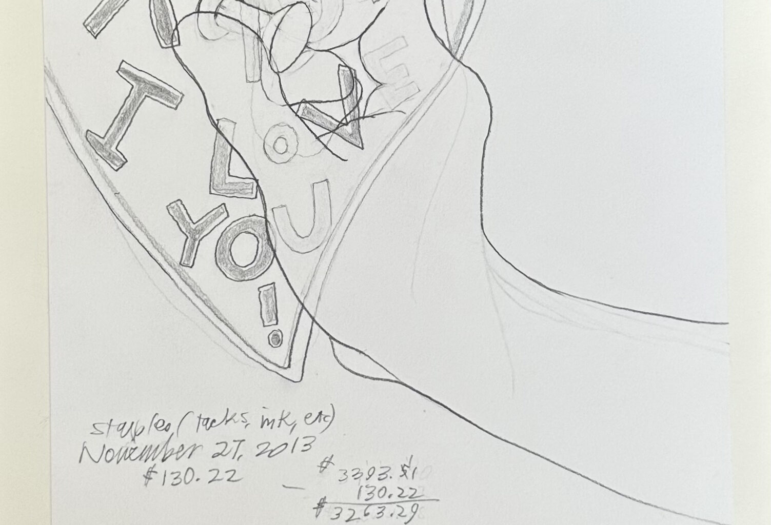 Danica Phelps, Income’s Outcome 156, 2013. Pencil on paper, 3 ⅗ x 7 inches. Courtesy the artist and Patrick Heide Contemporary Art.