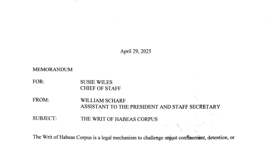 Read Will Scharf’s Confidential Habeas Corpus Memo