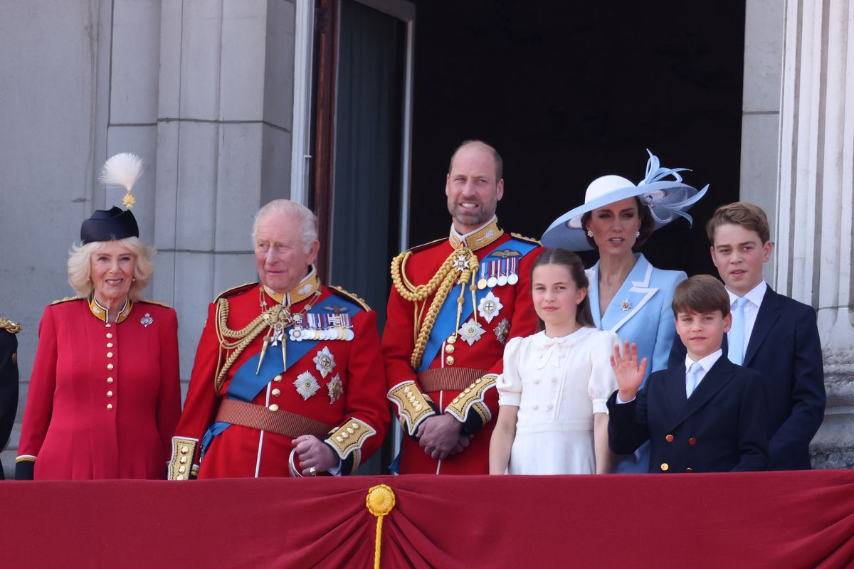 Members of the British royal family gather at Buckingham Palace following the Trooping the Colour parade.