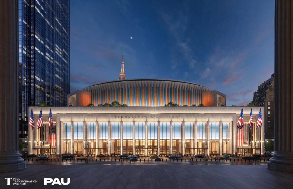 A Knicks-themed rendering of the new Penn 