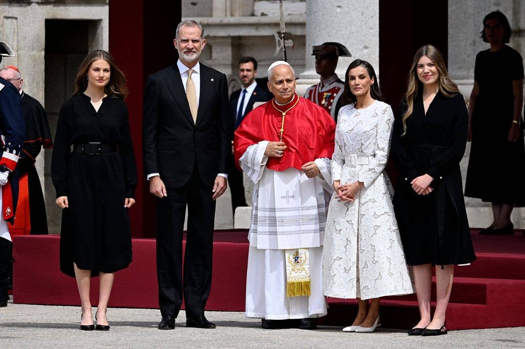 Queen Letizia wore white, but her daughters were seen in black