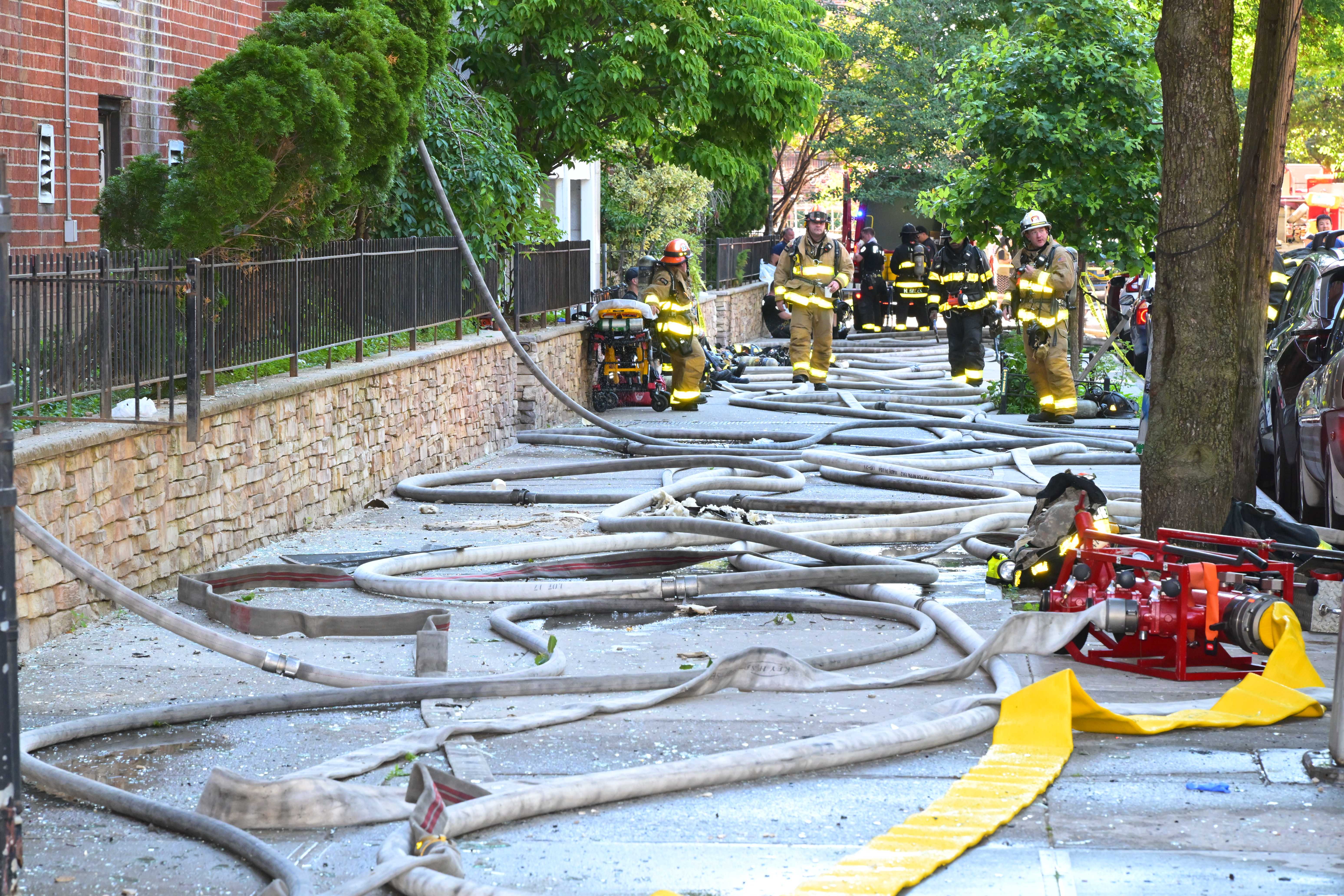 The five-alarm fire brought 84 units with 270 firefighters and EMS personnel to the scene at 41-40 Denman St. 