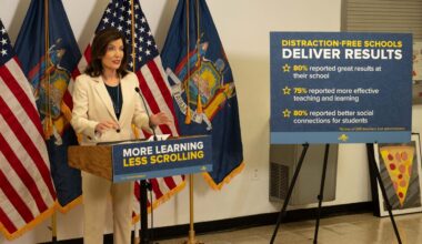 Gov. Kathy Hochul says her office surveyed 600 educators across the state about how the first year of the bell to bell smartphone ban has gone. (Flickr/Governor's Office)