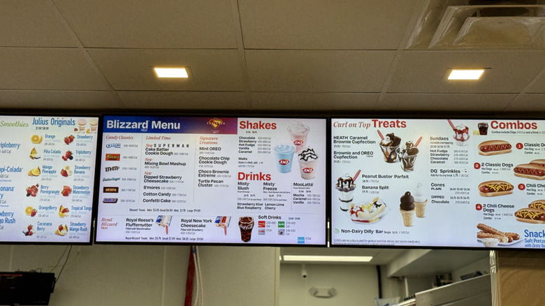 Dairy Queen menu screen