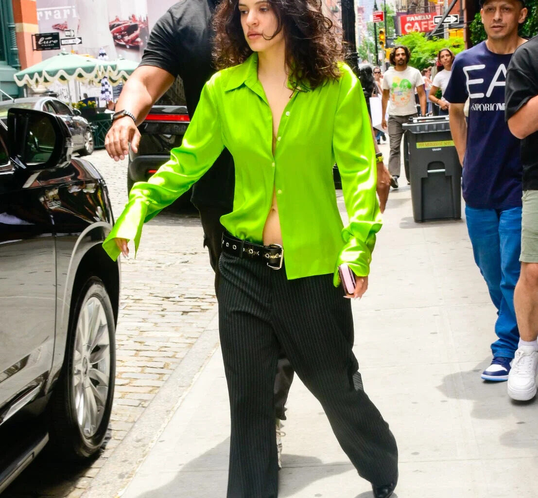 Rosalía’s Lime-Green Silk Button Down Shakes Up Her NYC Style Streak