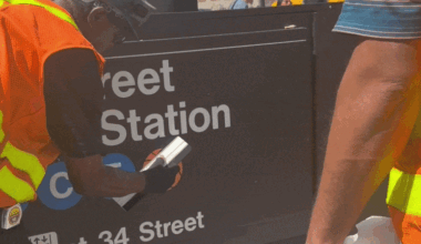 Basketball Decal Added to Subway Station Signage as Knicks Fever Consumes NYC