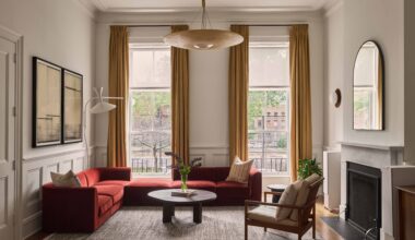 FRONT PARLOR LONG WINDOWS RED SOFA