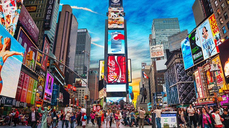 The bustling center of Times Square in New York City