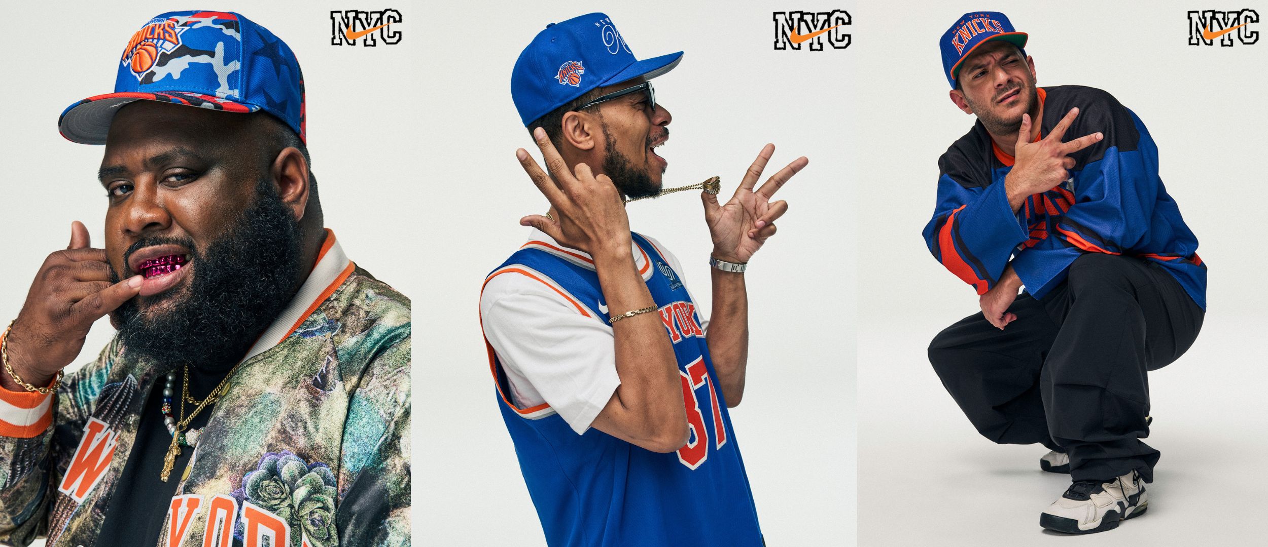 Jae Tips, Steve "Sweatpants" Irby, and Jon Greta featured in the Nike Knicks fan campaign. 