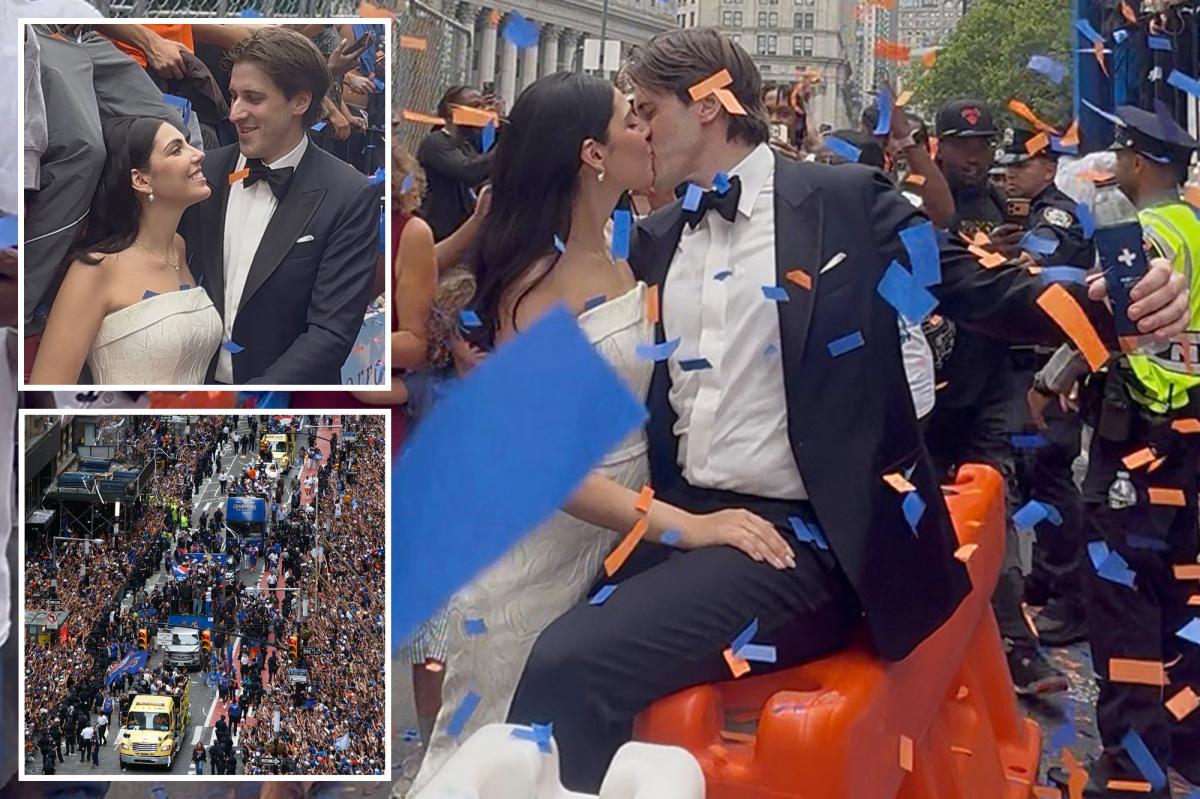 NYC couple embraces Knick-sanity that nearly derailed 'lowkey' City Hall wedding on day of parade