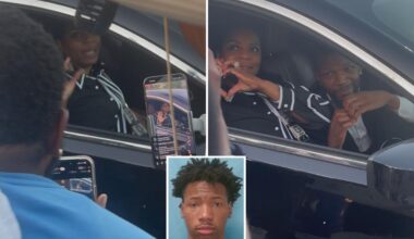 Karmelo Anthony's grandmother shouts 'Racist!' and riles up crowd after his guilty verdict as she leaves court in luxury car