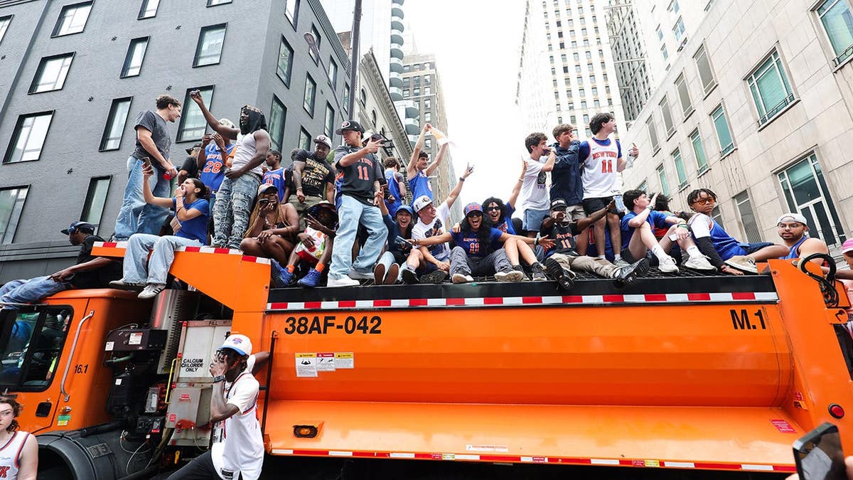 New York Knicks fans gathering ahead of championship ticker tape parade in New York City