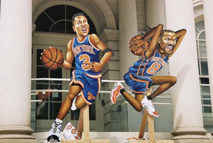 illustrated cutouts of basketball players
