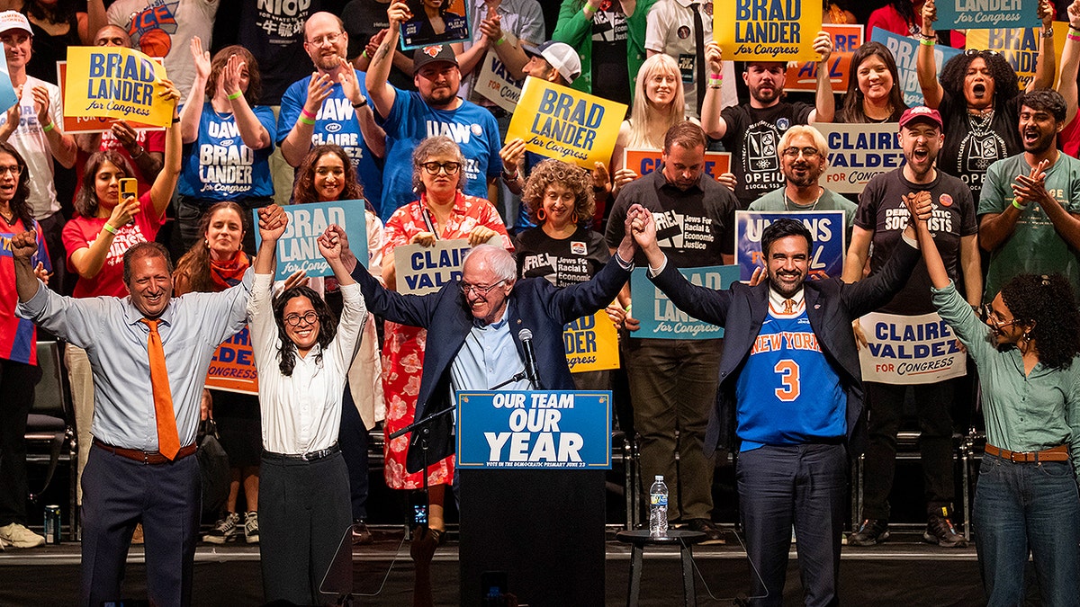 Zohran Mamdani and Bernie Sanders campaign with far-left Democratic Party candidates