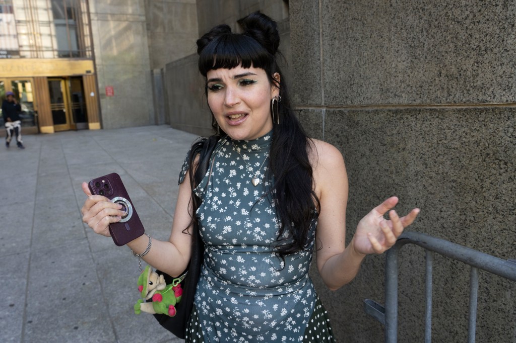 Lena Natero Weissbrot exits the hearing room after it was announced that Luigi Mangione would not be appearing that day in Manhattan Criminal Court.