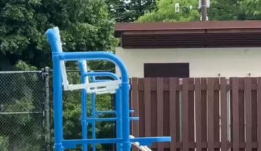 An empty lifeguard chair
