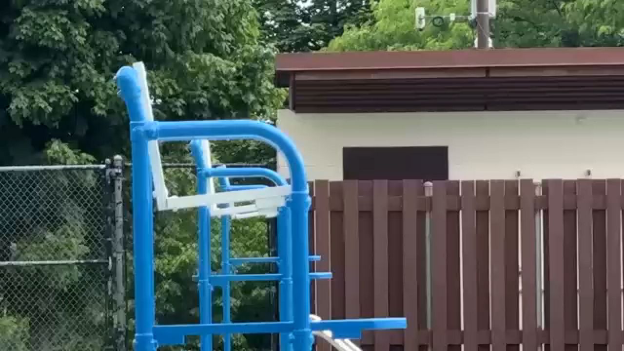 An empty lifeguard chair