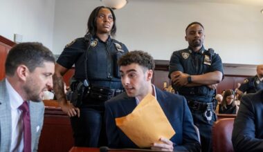 Luigi Mangione appears at a hearing in Manhattan Criminal Court in New York, Wednesday, June 17, 2026. (Steven Hirsch/New York Post via AP, Pool)