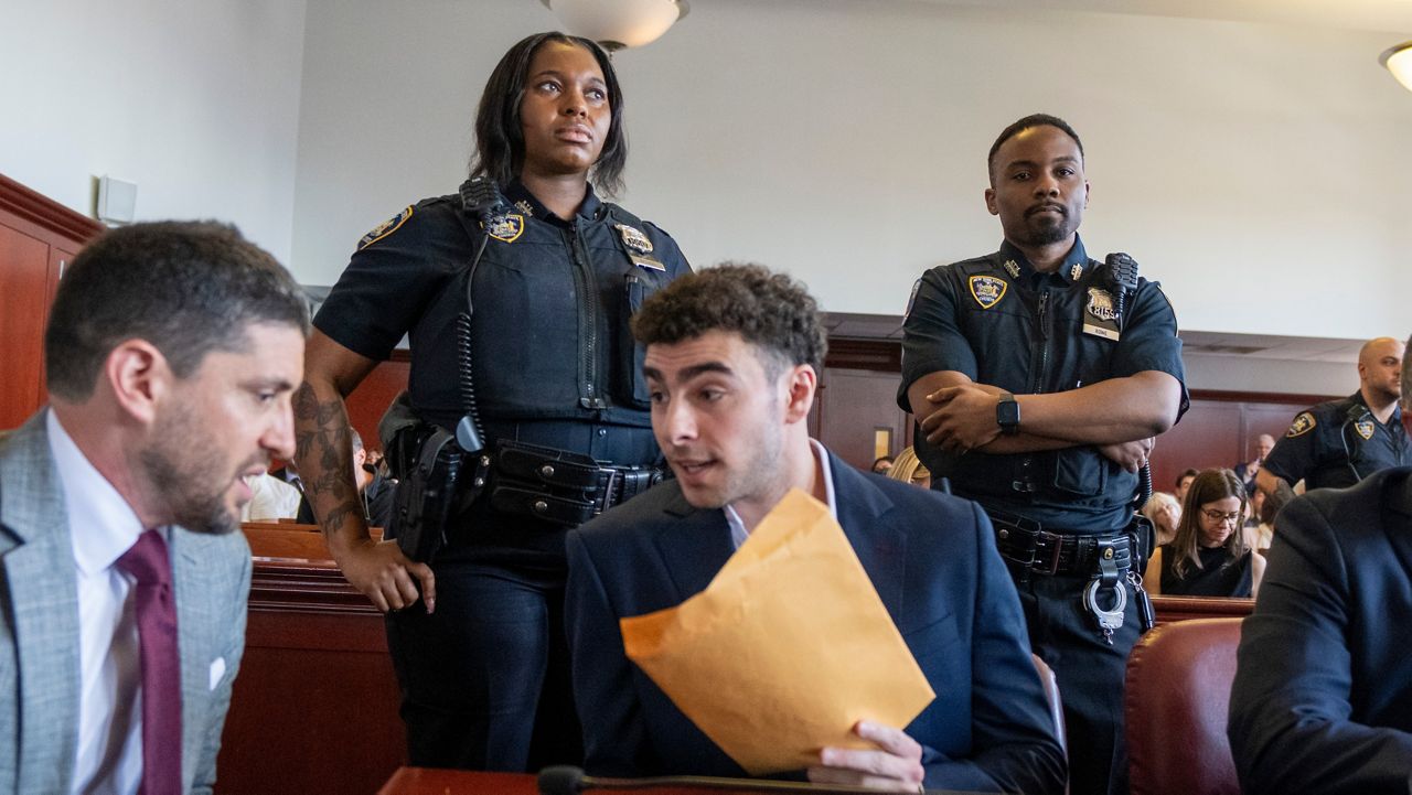 Luigi Mangione appears at a hearing in Manhattan Criminal Court in New York, Wednesday, June 17, 2026. (Steven Hirsch/New York Post via AP, Pool)