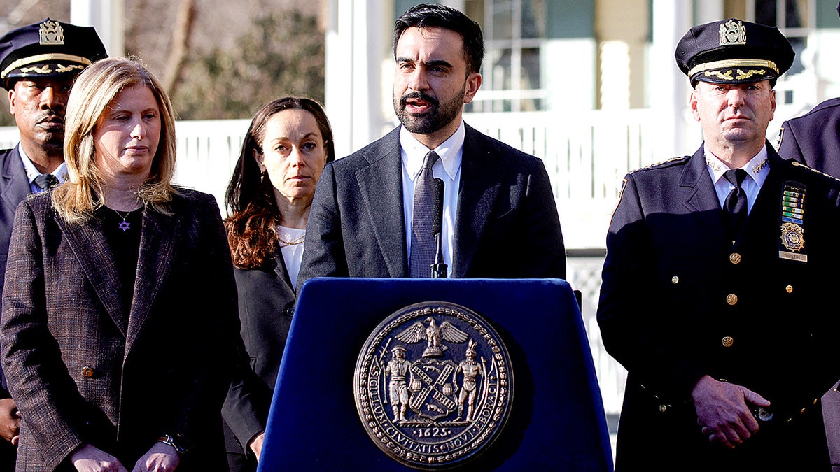 New York City Mayor Zohran Mamdani and Police Commissioner Jessica Tisch speaking at a news conference