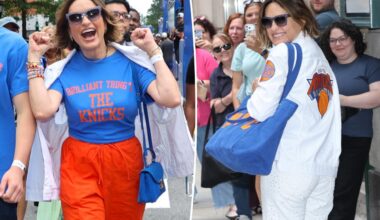 Mariska Hargitay carries custom Knicks-colored 'NYC' tote by Alex Mill