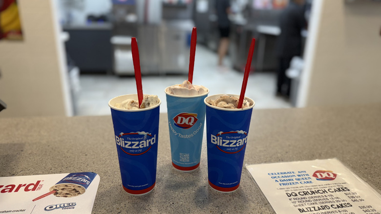 Dairy Queen's Blizzard Cup Line-Up at the counter