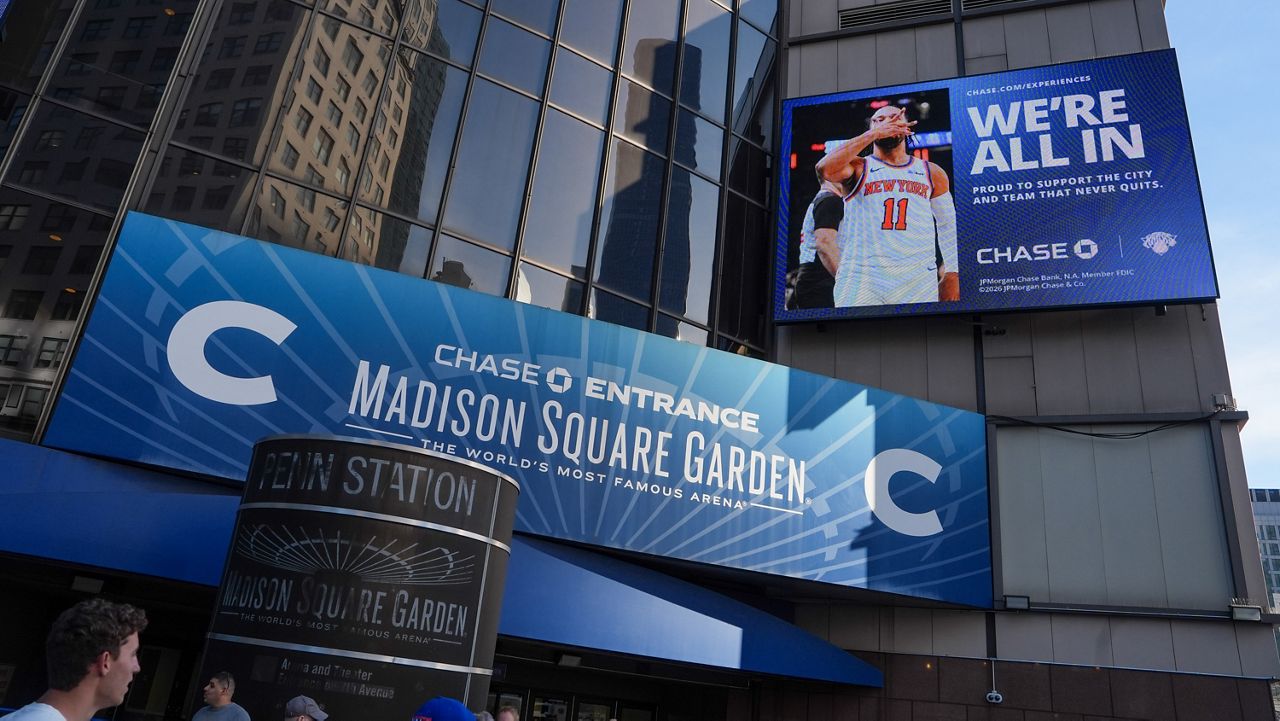 Madison Square Garden ahead of Game 3 of the NBA Finals, Monday, June 8, 2026, in New York. (AP Photo/Ryan Murphy)