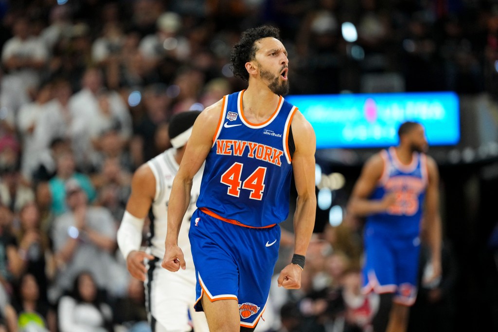 New York Knicks guard Landry Shamet (44) celebrates during the fourth quarter.
