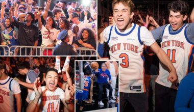 Knicks fans go bonkers in NYC after Game 2 Finals win, celebrating in streets outside MSG