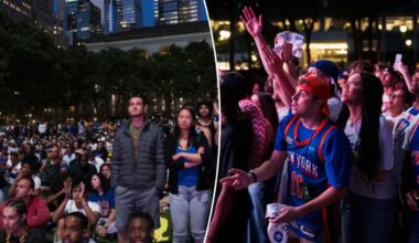 Knicks fans clash with cops in chaotic scene outside Bryant Park Game 3 watch party