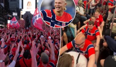 Rowing Norwegian World Cup fans take over NYC subways, Times Square