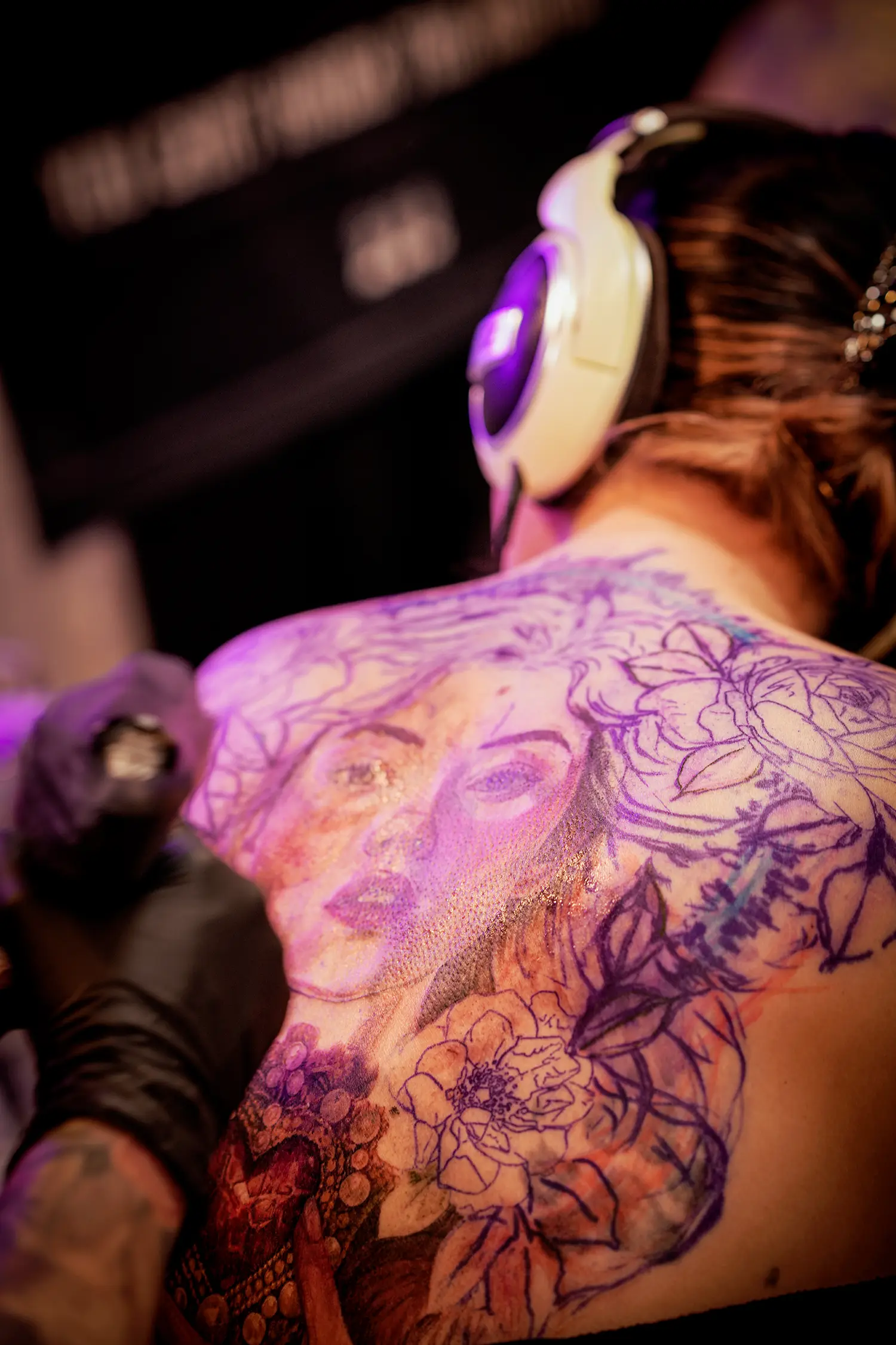 close up of lady face tattoo by sagdiana kashaeva based in boston
